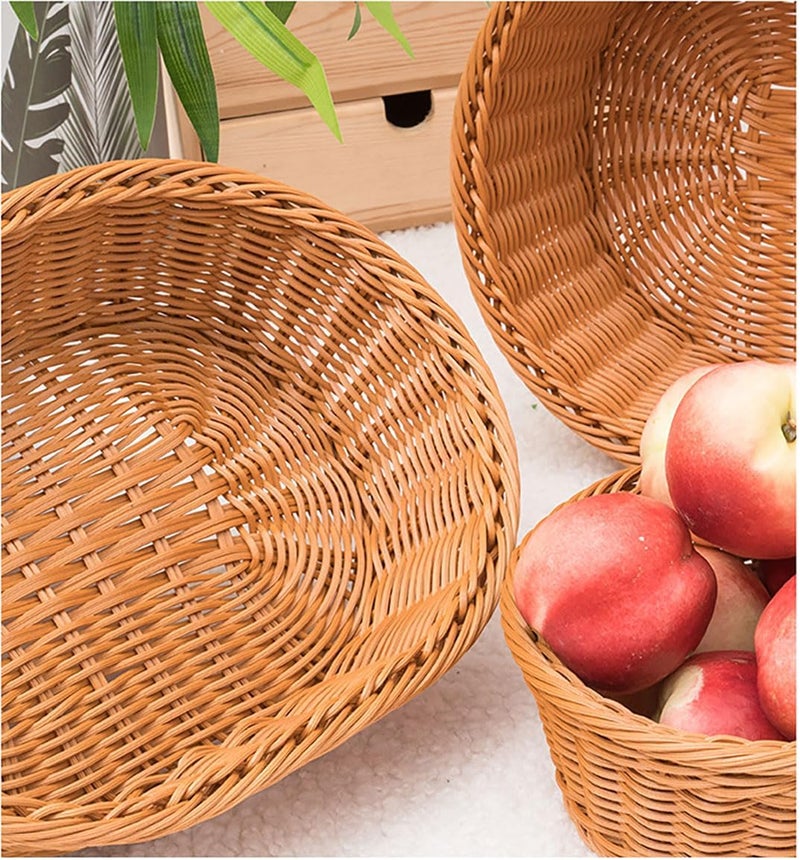 AMBOJIE Wicker Bread Basket,Handwoven Storage Basket for Fruit Basket Vegetables Cosmetics in Home Restaurant & Bakery (Oval 2Pack) - Image 5